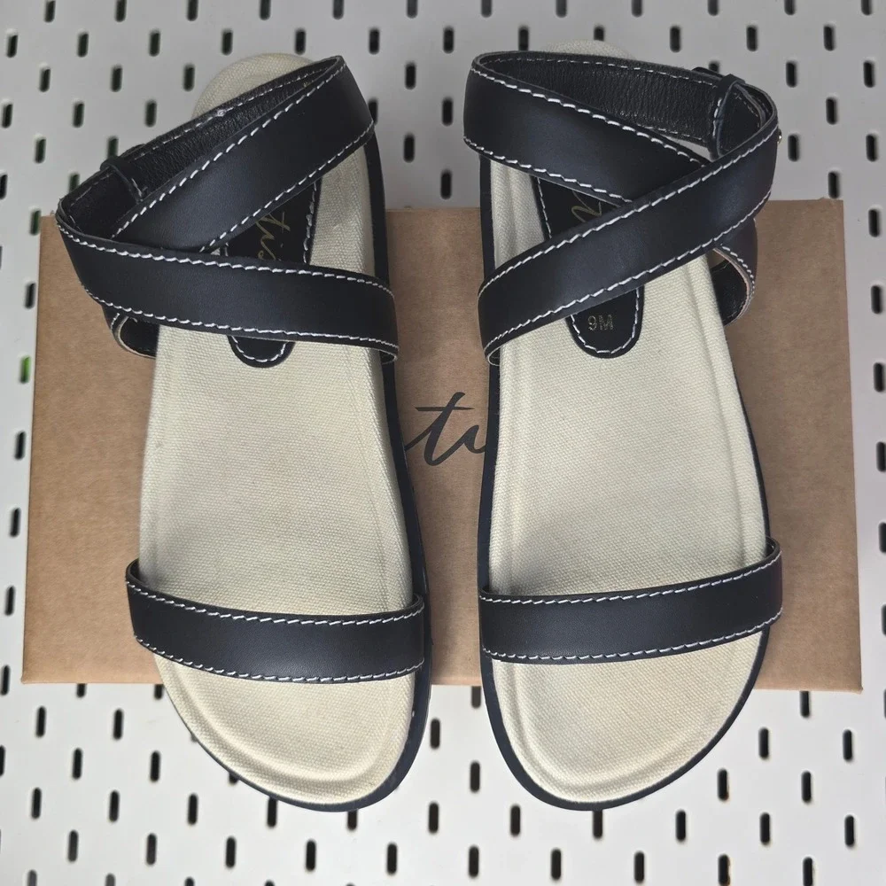MATISSE Naomi Sandals Black Leather Ankle‎ Strap Women Sz 9 Strappy Minimalist